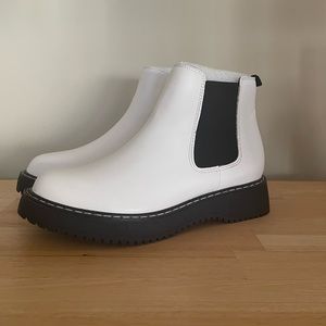 NEW NEVER WORN white chunky ankle boots